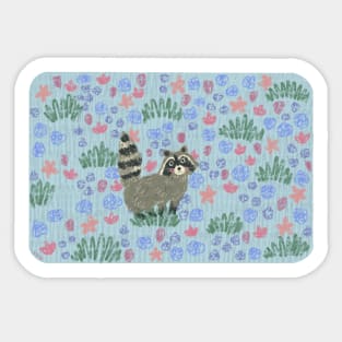 Raccoon in Field of Flowers - Pastel Sticker